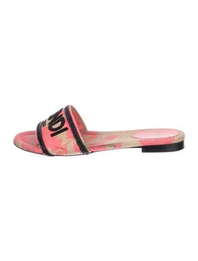 Pre-owned Fendi Canvas Printed Slides In Multi
