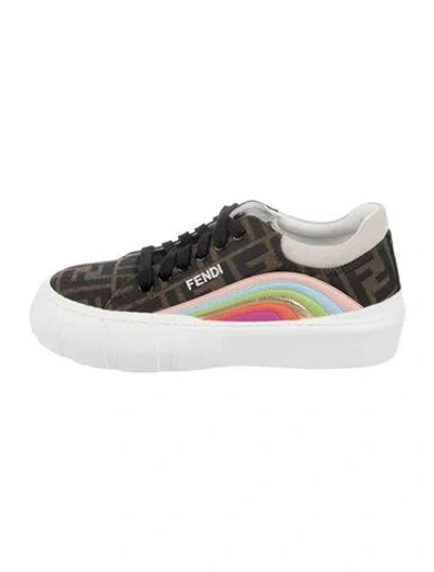 Pre-owned Fendi Canvas Printed Sneakers In Brown