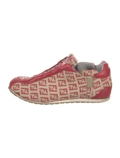 Pre-owned Fendi Canvas Printed Sneakers In Red