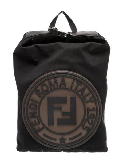 Pre-owned Fendi Canvas Roma 1925 Backpack In Black