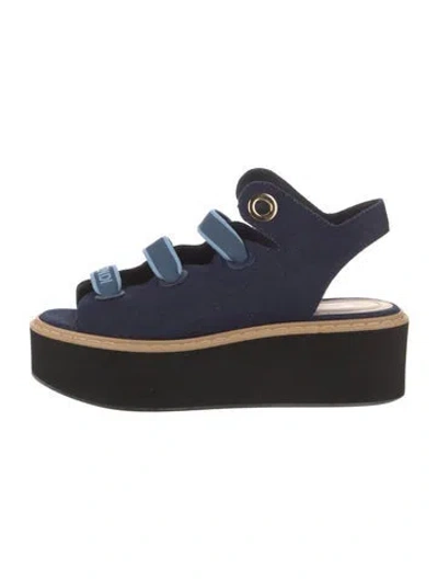 Pre-owned Fendi Canvas Sandals In Blue
