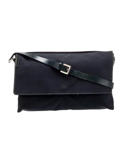 Pre-owned Fendi Canvas Shoulder Bag Large Vintage In Blue