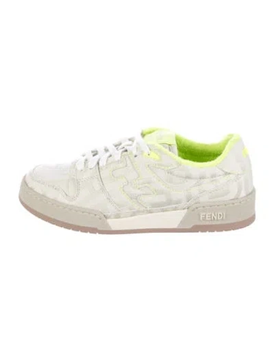 Pre-owned Fendi Canvas Sneakers In White