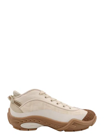 Fendi Canvas Sneakers With All-over Ff Motif In Beige