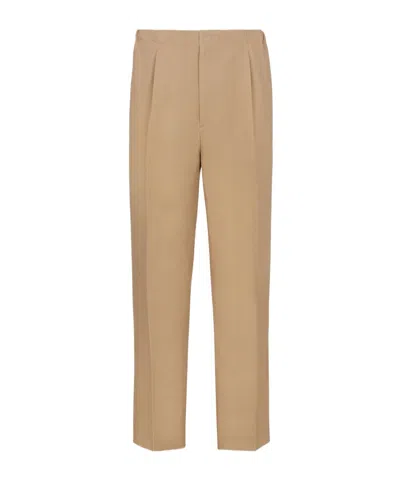 Fendi Canvas Straight-leg Trousers In Nude
