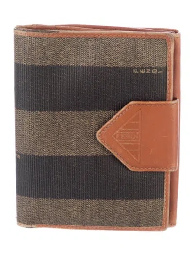 Pre-owned Fendi Canvas Striped Bifold Wallet In Brown