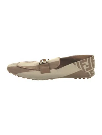 Pre-owned Fendi Canvas Striped Loafers In Neutrals