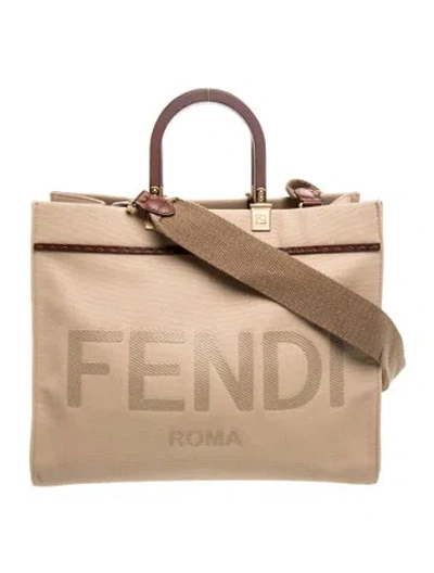 Pre-owned Fendi Canvas Sunshine Medium In Neutrals