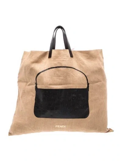 Pre-owned Fendi Canvas Top Handle Bag 2023 In Neutrals