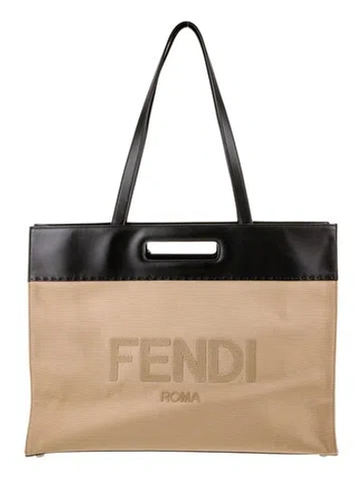 Pre-owned Fendi Canvas Tote In Black