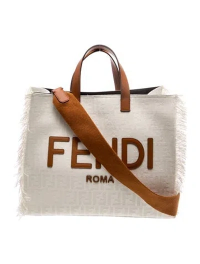 Pre-owned Fendi Canvas Tote In Neutral