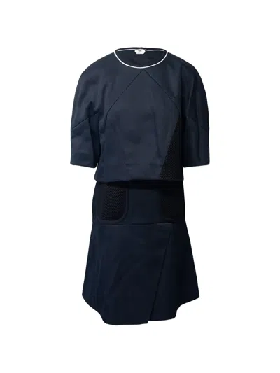 Pre-owned Fendi Cape Mesh Dress In Blue