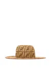 Fendi Hand-woven Viscose And Cotton Hat With All-over Ff Motif Accessories In Nude