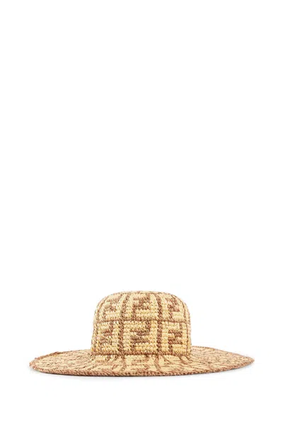 Fendi Cappello Ff In Brown