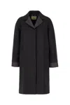 Fendi Dark Grey Cotton Blend Overcoat In Darkgrey