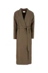 Fendi Belted Waist Leather Coat In Brown