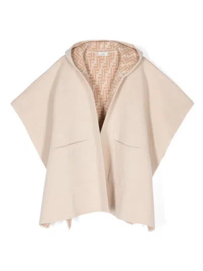Fendi Kids' Cappotto Reversibile "ff" In Neutral