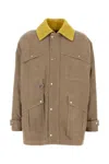 Fendi Cappuccino Canvas Coat In Metallic