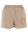 Fendi Cotton Shorts With Elastic Waistband And Side Pockets In Beige