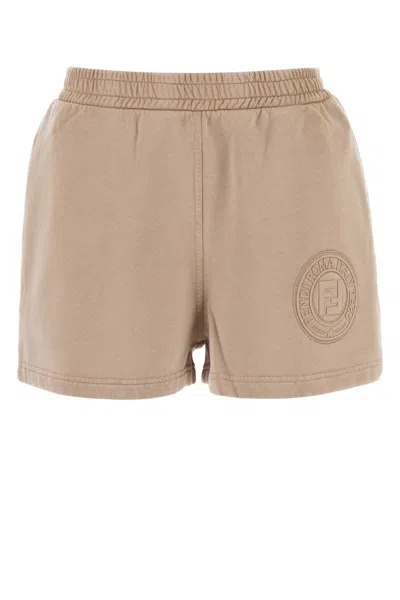 FENDI CAPPUCCINO COTTON SHORTS