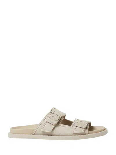 Fendi Cappuccino Leather  Feel Slippers