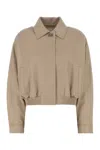 Fendi Leather Jacket With Collared Design And Pockets In Brown
