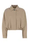 Fendi Leather Jacket With Collared Design And Pockets In Nude