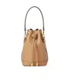 Fendi Women Camel Leather Mon Tresor Bucket Bag In Brown