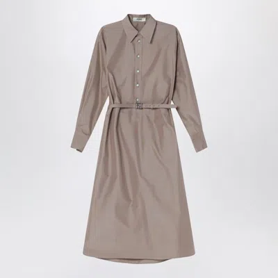 Fendi Cappuccino Poplin Shirt Dress In Brown