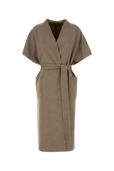 Fendi Cappuccino Stretch Cashmere Reversible Coat In Tortora