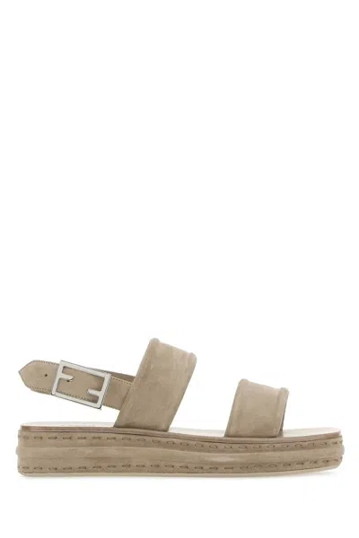 Fendi Cappuccino Suede Sandals