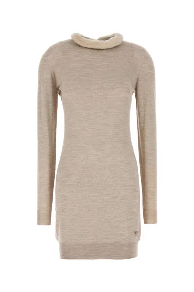Fendi Cappuccino Wool Blend Mini Dress