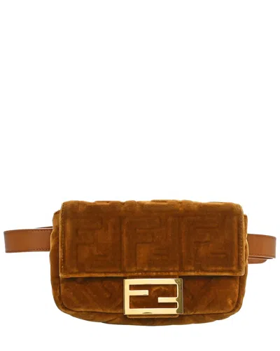 Fendi Caramel Leather Ff Embossed Hip Belt Baguette Bag (authentic Pre-loved)