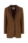 Fendi Caramel Wool Blend Blazer In Brown