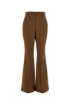 Fendi Caramel Wool Blend Pant In Brown