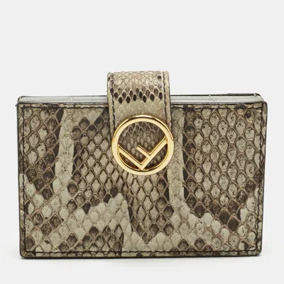 Pre-owned Fendi Card Case In Gray