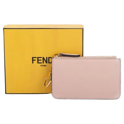 Pre-owned Fendi Card Case Powder Pink Gold Bnib