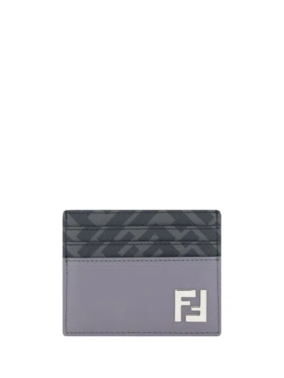 Fendi Card Holder In Acciaio+nero+pal