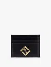 Fendi Black Leather Flat Card Holder In Black