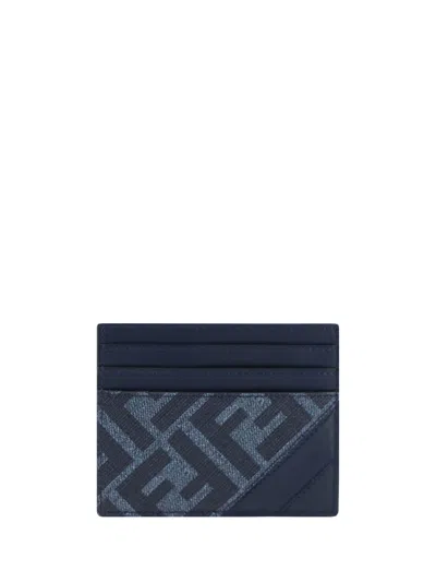 Fendi Card Holder In Denim Blu+blu Scr+p