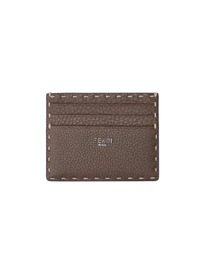 Fendi Card Holder "selleria" In Taupe