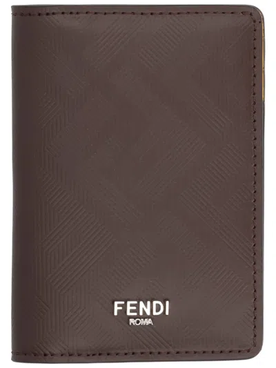 Fendi Card Holder "squared Ff" In Brown