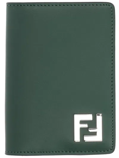 Fendi Card Holder "squared Ff" In Green