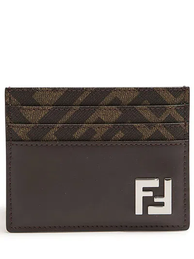 Fendi Card Holder With Ff Plaque In Brown