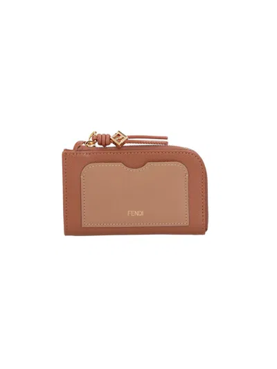 Fendi Cardholder "ff Diamonds" In Sand