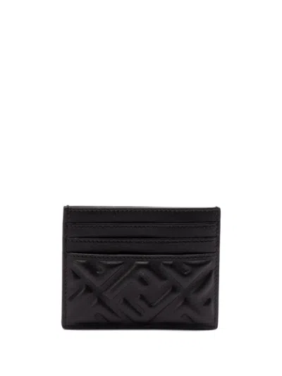 Fendi Cardholder With Embossed Logo In Black
