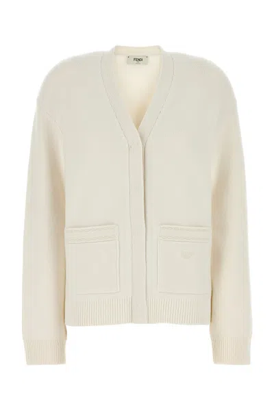 Fendi White Cashmere Blend Cardigan
