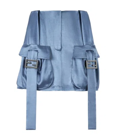 FENDI FENDI BUCKLED DETAILED SATIN SKIRT