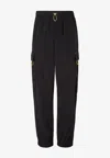 Fendi Straight Trousers Elastic Waistband Cargo Pockets In Black