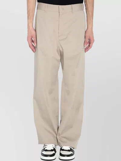Fendi Cargo Trousers With Straight Legs And Pockets In Brown